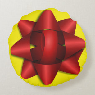 Red Ribbon Round Pillow Rundes Kissen
