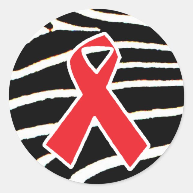 Red Ribbon Runder Aufkleber (Vorderseite)