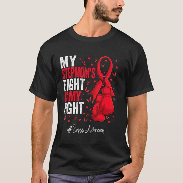 Red Ribbon Stepmutter Sepsis Bewusstsein T-Shirt (Vorderseite)