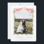 Red Ribbon Wappen Grüne Vintage Weihnachten Foto<br><div class="desc">Red Ribbon Wappen Greenery Vintage Weihnachts-Foto Weihnachtskarte. Die wunderschöne Weihnachtsfoto-Karte bietet Aquarellgrün mit einem weichen rosa Band und Wappen als Rahmen für ein Foto. Es ist perfekt,  wenn Sie eine klassische,  südliche,  großtausendjährige Weihnachtskarte suchen. Melden Sie mich für notwendige Anpassungen oder Matching-Elemente:)</div>