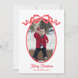 Red Ribbon Watercolor Holiday Tag Card Feiertagskarte