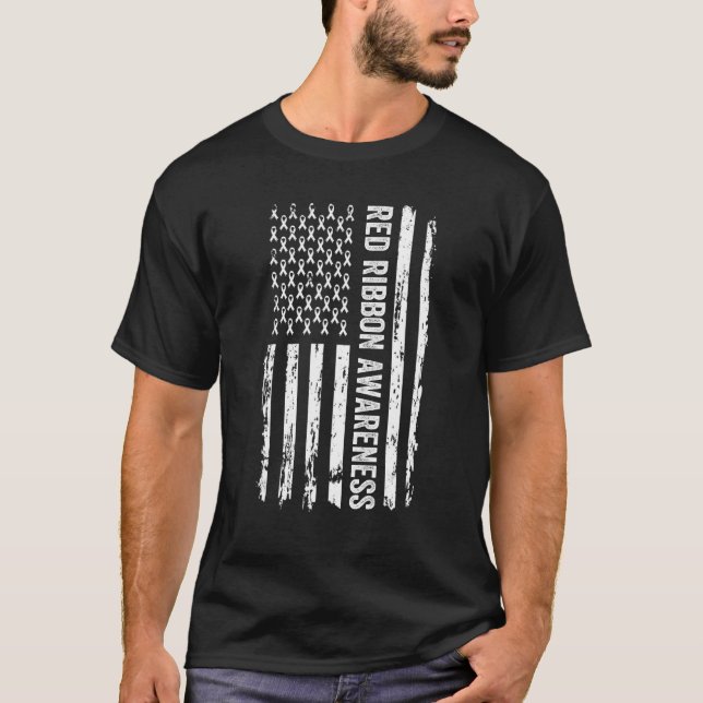 Red Ribbon Week Bewusstsein American Flag Red Ribb T-Shirt (Vorderseite)