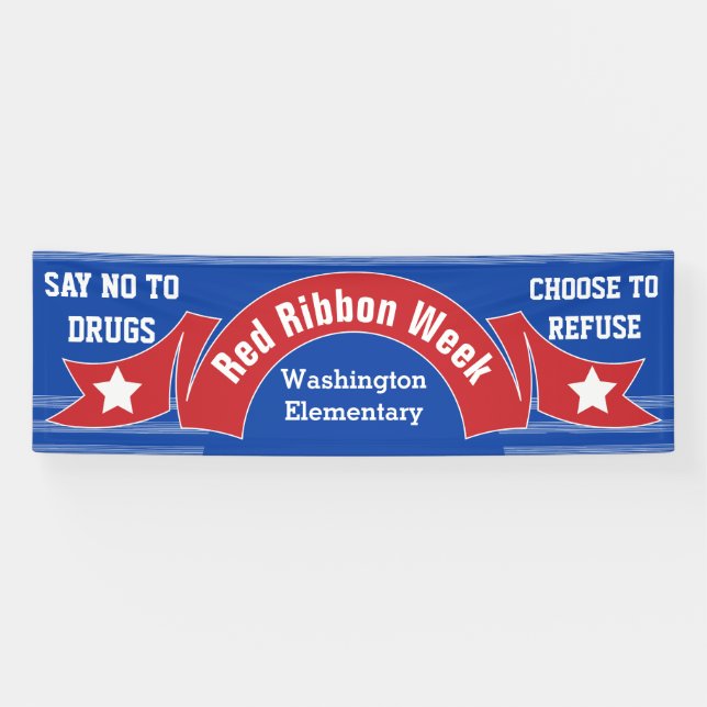 Red Ribbon Week - Drug Free Banner Modern Blue (Horizontal)