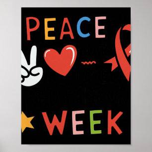 Red Ribbon Week Peace Liebe Cure Drug Free Say No Poster