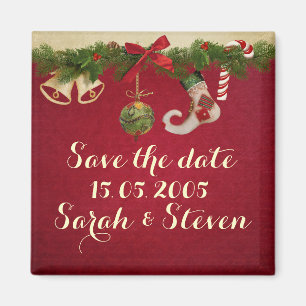 Red Ribbon Weihnachtsschmuck Save the Date Magnet
