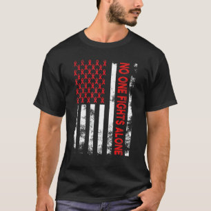 Red Ribbon Wewareness No Body Fights Allone Ame T-Shirt
