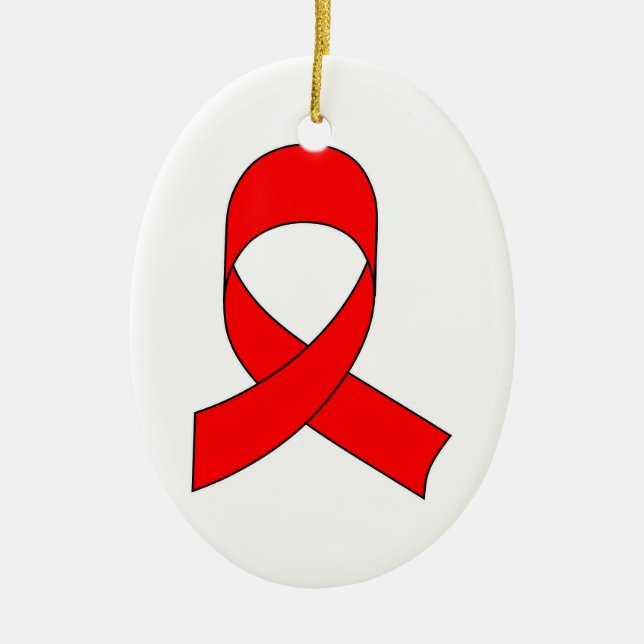 Red Ribbon Zeichnend Keramik Ornament (Vorne)