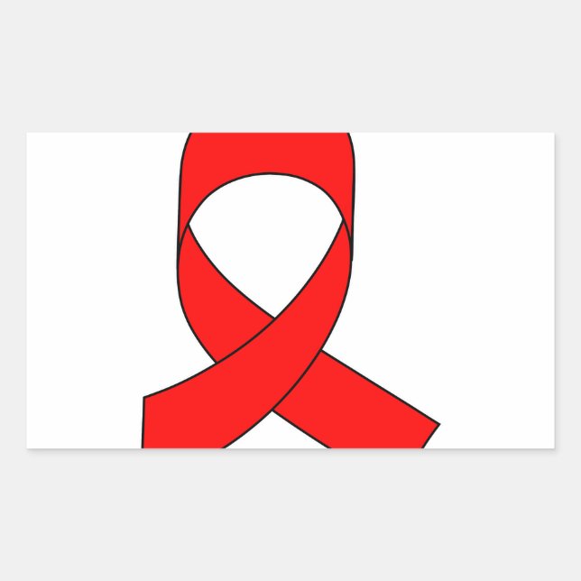 Red Ribbon Zeichnend Rechteckiger Aufkleber (Vorderseite)