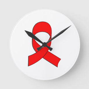 Red Ribbon Zeichnend Runde Wanduhr