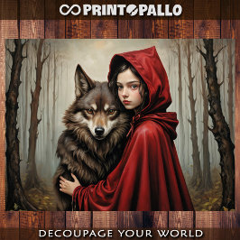 Red riding hood and truth about wolf - Decoupage Geschenkpapier Set