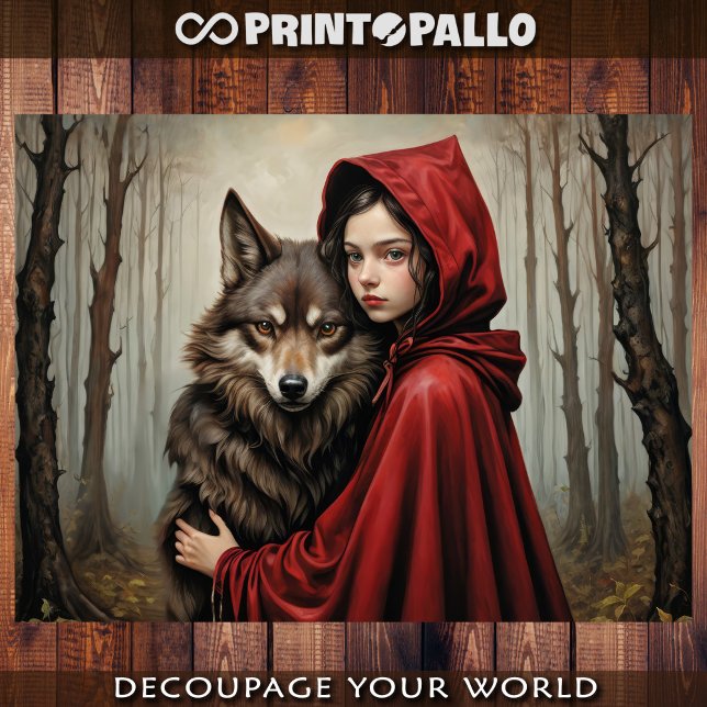 Red riding hood and truth about wolf - Decoupage Geschenkpapier Set (Von Creator hochgeladen)