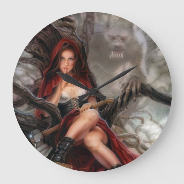 Red Riding Hood Clock! Große Wanduhr (Vorderseite)