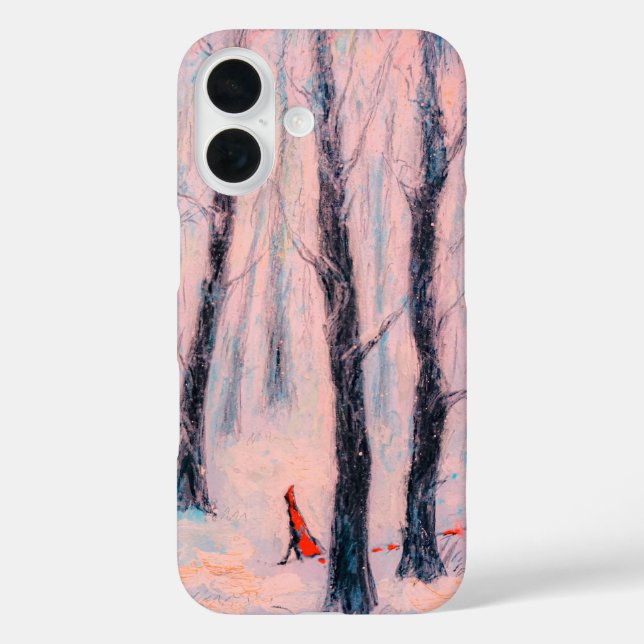 Red Riding Hood-Figur in einem Winterwald iPhone 16 Hülle (Rückseite)