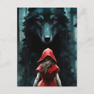 Red Riding Hood und Wolf Postkarte