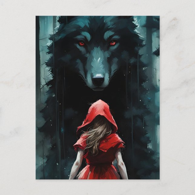 Red Riding Hood und Wolf Postkarte (Vorderseite)