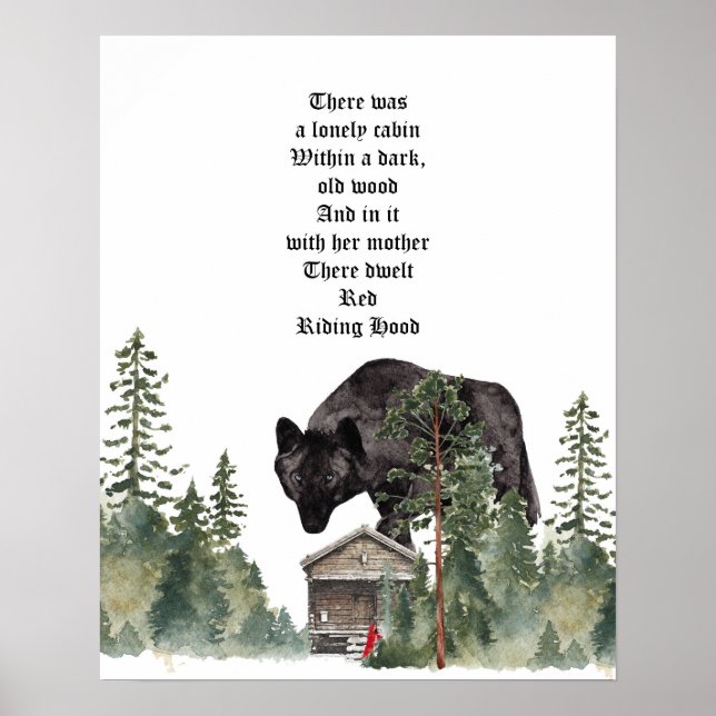 Red Riding Hood Wolf Art Print Poster (Vorne)