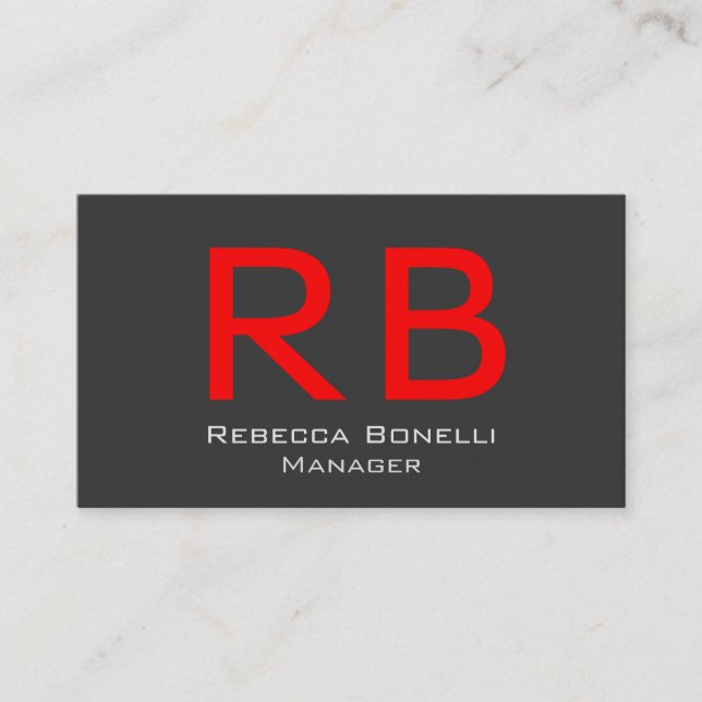 Red Rige Letters Monogram Manager Business Card Visitenkarte (Vorderseite)