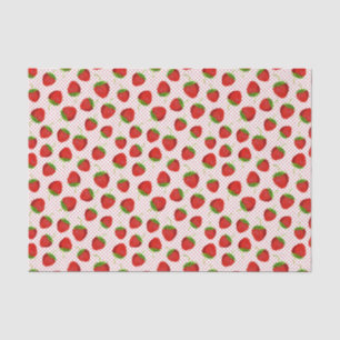 Red Ripe Strawberry and Dots Pattern Seidenpapier