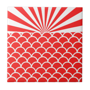 Red Rising Sun Japanisch inspirierte Muster Fliese