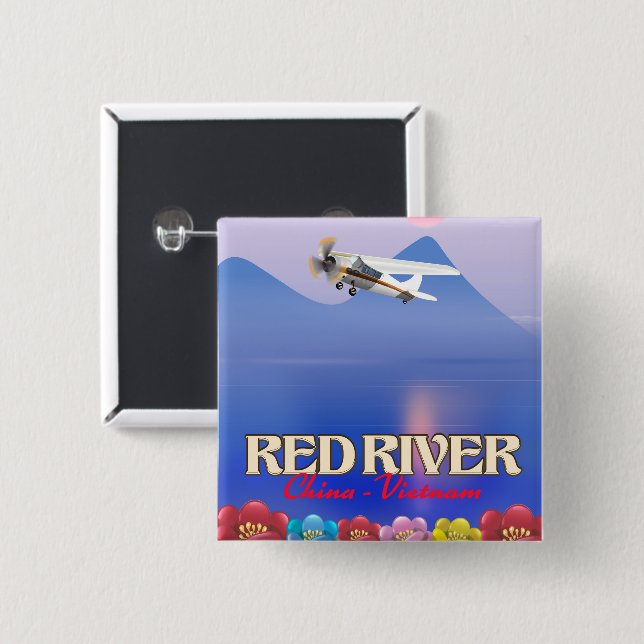 Red River Cambodia Vacation Poster Button (Vorne & Hinten)