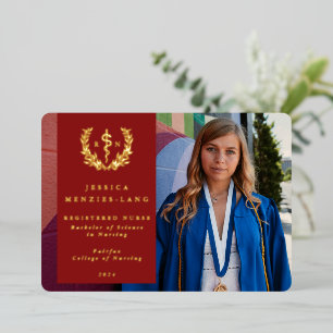 Red RN Asclepius Graduus Faire-part photo
