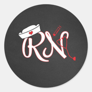 Red RN Krankenschwester bevorzugt Aufkleber/Umschl Runder Aufkleber