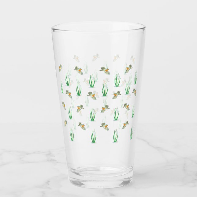 Red Robin Birds and Snowdropps Federmuster Glas (Vorderseite)