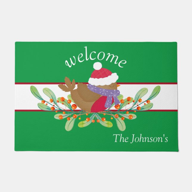 Red Robin Floral Door Mat Fußmatte (Vorderseite)