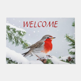 Red Robin Holiday Christmas Doormat Fußmatte