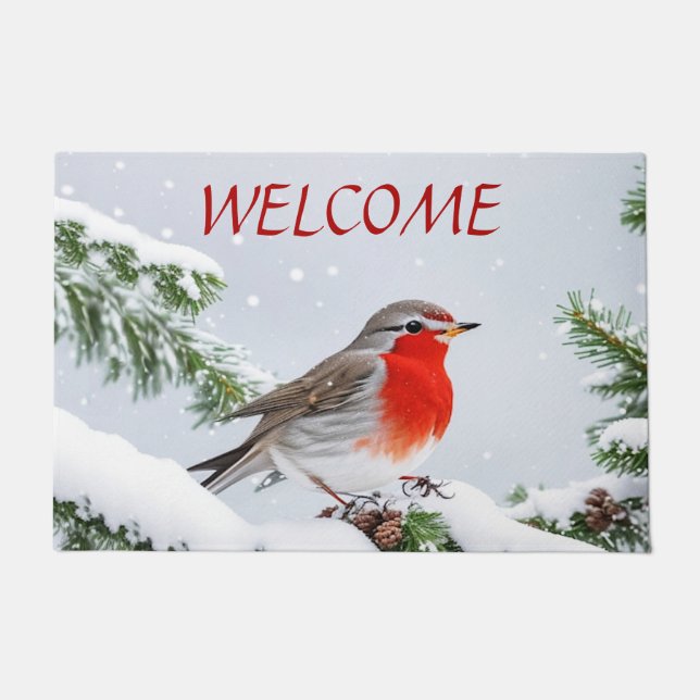 Red Robin Holiday Christmas Doormat Fußmatte (Vorderseite)