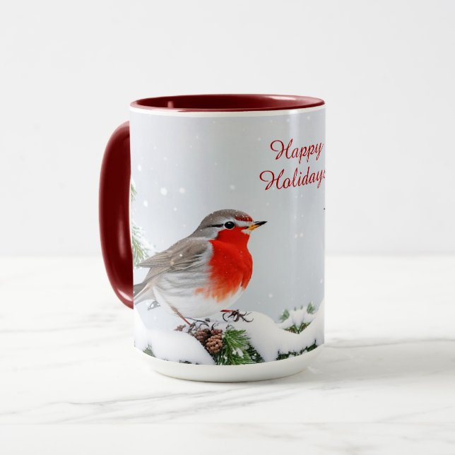 Red Robin Holiday Weihnachten Tasse (Vorderseite Links)