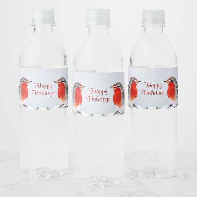 Red Robin Holiday Weihnachts Wasser Flasche Etiket (Flaschen)