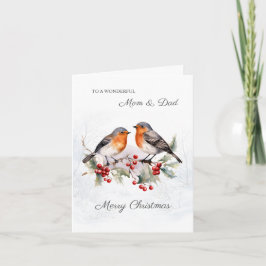 Red Robin Holly Mama & Vater Weihnachten Karte