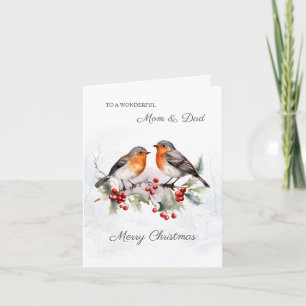 Red Robin Holly Mama & Vater Weihnachten Karte