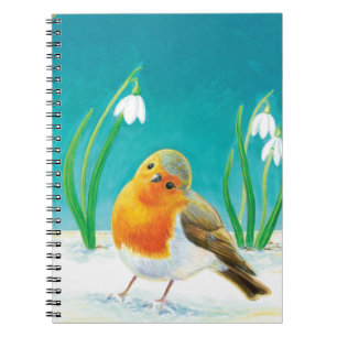 Red Robin Illustration Notebook Notizblock