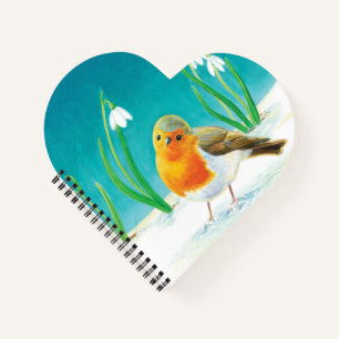 Red Robin Illustration Notizbuch
