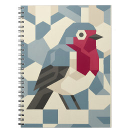 Red Robin in Vector Block Spiral Notebook Notizblock