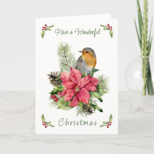 Red Robin Poinsettia Pine Holly Weihnachten