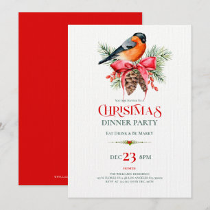 Red Robin with pinecones Christmas design Einladung