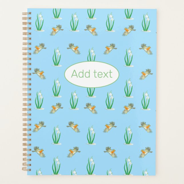 Red Robins and Snowdrops Spring Pattern Planer (Vorderseite)