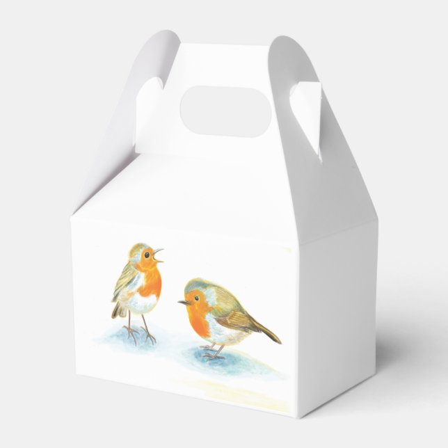 Red Robins in Winter Gunst Box Geschenkschachtel (Vorderseite)