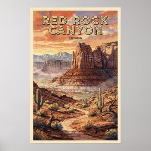 Red Rock Canyon Nevada Vintage Reise Poster
