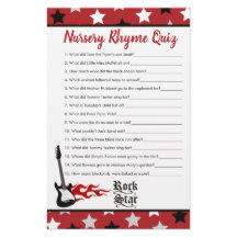 Red Rock Star Baby Dusche Kinderzimmer Rhyme Quiz