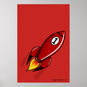 "Red Rocket 01" - Rocket-Serienposter (Rot) Poster