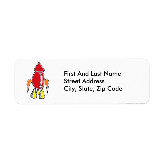 Red Rocket Ship Spaceship Niedlicher Cartoon (Vorne)
