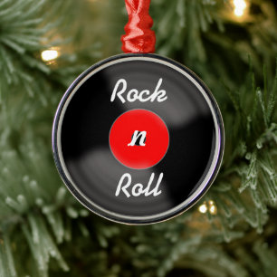 Red Rock'n'Roll Vinyl Record Ornament Aus Metall