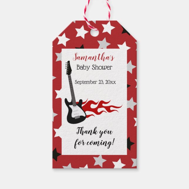 Red Rockstar Baby Showmarke Geschenkanhänger (Vorderseite)