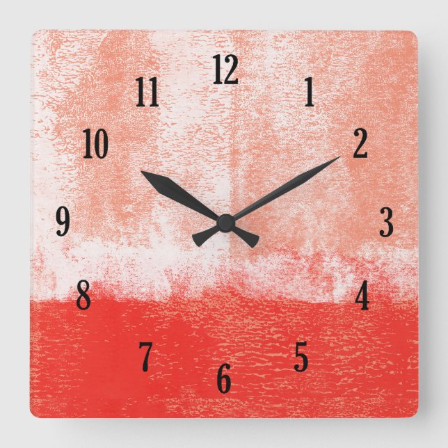Red rolled paint clock quadratische wanduhr (Vorderseite)