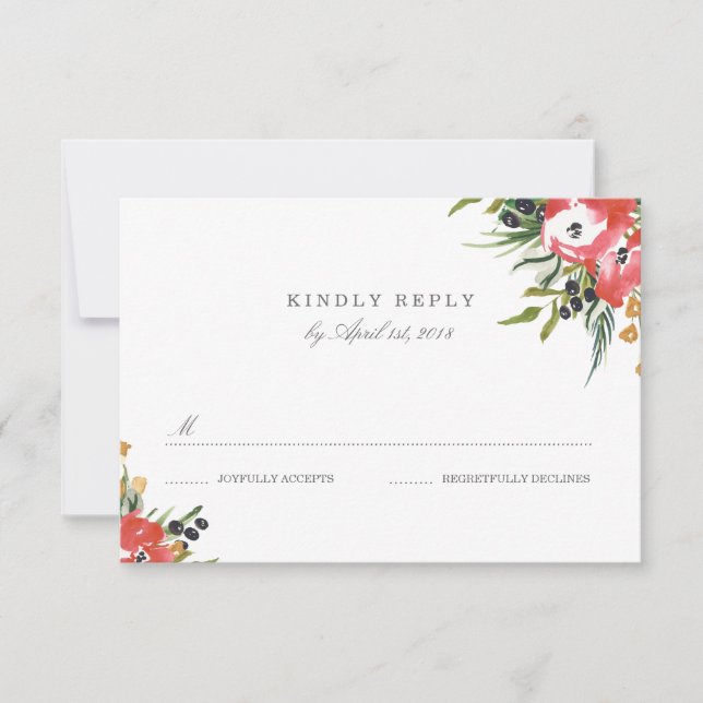 Red Romance Wedding RSVP Card Karte (Vorderseite)