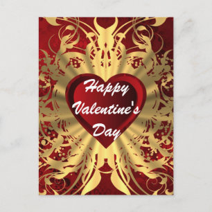Red romantic love heart Valentines Feiertagspostkarte